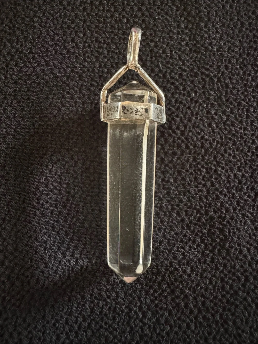 925 Sterling Silver Faceted Glass Crystal Point Pendant 2.25”